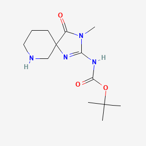 molecular formula C13H22N4O3 B2702510 tert-Butyl N-[3-methyl-4-oxo-1,3,7-triazaspiro[4.5]decan-2-ylidene]carbamate CAS No. 1824674-39-6