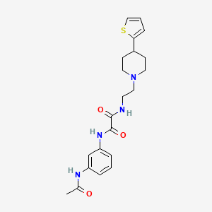 molecular formula C21H26N4O3S B2702523 N'-(3-acetamidophenyl)-N-{2-[4-(thiophen-2-yl)piperidin-1-yl]ethyl}ethanediamide CAS No. 1428380-09-9