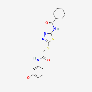 N-[5-[2-(3-methoxyanilino)-2-oxoethyl]sulfanyl-1,3,4-thiadiazol-2-yl]cyclohexanecarboxamide
