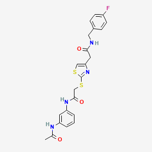 N-(3-acetamidophenyl)-2-((4-(2-((4-fluorobenzyl)amino)-2-oxoethyl)thiazol-2-yl)thio)acetamide