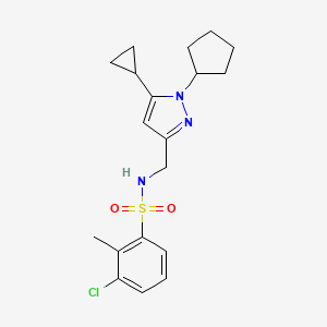 3-chloro-N-((1-cyclopentyl-5-cyclopropyl-1H-pyrazol-3-yl)methyl)-2-methylbenzenesulfonamide