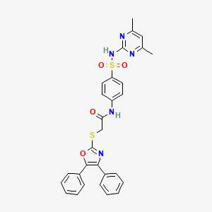 molecular formula C29H25N5O4S2 B2702551 N-(4-(N-(4,6-dimethylpyrimidin-2-yl)sulfamoyl)phenyl)-2-((4,5-diphenyloxazol-2-yl)thio)acetamide CAS No. 361193-42-2
