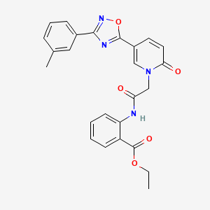 ethyl 2-[({5-[3-(3-methylphenyl)-1,2,4-oxadiazol-5-yl]-2-oxopyridin-1(2H)-yl}acetyl)amino]benzoate