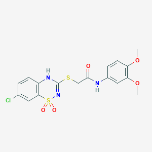 2-((7-chloro-1,1-dioxido-4H-benzo[e][1,2,4]thiadiazin-3-yl)thio)-N-(3,4-dimethoxyphenyl)acetamide