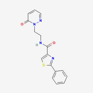 molecular formula C16H14N4O2S B2702588 N-(2-(6-oxopyridazin-1(6H)-yl)ethyl)-2-phenylthiazole-4-carboxamide CAS No. 1207016-47-4
