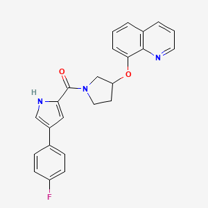 molecular formula C24H20FN3O2 B2702597 (4-(4-fluorophenyl)-1H-pyrrol-2-yl)(3-(quinolin-8-yloxy)pyrrolidin-1-yl)methanone CAS No. 2034242-13-0