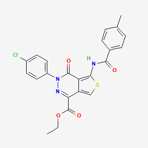 B2702609 Ethyl 3-(4-chlorophenyl)-5-(4-methylbenzamido)-4-oxo-3,4-dihydrothieno[3,4-d]pyridazine-1-carboxylate CAS No. 851950-23-7