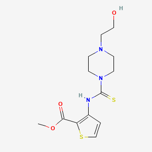 molecular formula C13H19N3O3S2 B2702632 methyl 3-{[4-(2-hydroxyethyl)piperazine-1-carbothioyl]amino}thiophene-2-carboxylate CAS No. 892273-30-2