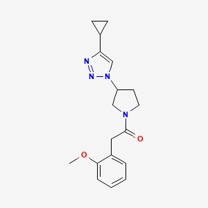 molecular formula C18H22N4O2 B2702651 1-(3-(4-cyclopropyl-1H-1,2,3-triazol-1-yl)pyrrolidin-1-yl)-2-(2-methoxyphenyl)ethanone CAS No. 2034223-29-3