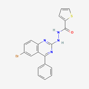 molecular formula C19H13BrN4OS B2702659 N'-(6-bromo-4-phenylquinazolin-2-yl)thiophene-2-carbohydrazide CAS No. 301859-66-5