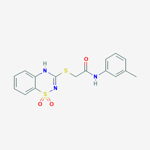 molecular formula C16H15N3O3S2 B2702676 2-[(1,1-dioxo-4H-1lambda6,2,4-benzothiadiazin-3-yl)sulfanyl]-N-(3-methylphenyl)acetamide CAS No. 896683-70-8