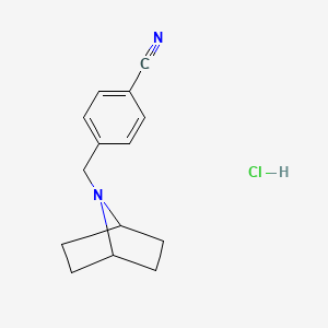 molecular formula C14H17ClN2 B2702681 4-({7-azabicyclo[2.2.1]heptan-7-yl}methyl)benzonitrile hydrochloride CAS No. 2380056-25-5