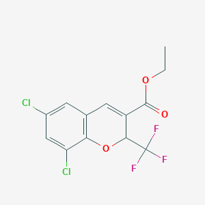 molecular formula C13H9Cl2F3O3 B2702684 ethyl 6,8-dichloro-2-(trifluoromethyl)-2H-chromene-3-carboxylate CAS No. 1160474-53-2