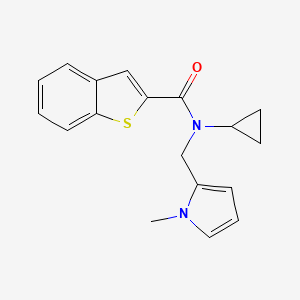 molecular formula C18H18N2OS B2702724 N-cyclopropyl-N-((1-methyl-1H-pyrrol-2-yl)methyl)benzo[b]thiophene-2-carboxamide CAS No. 2034209-22-6