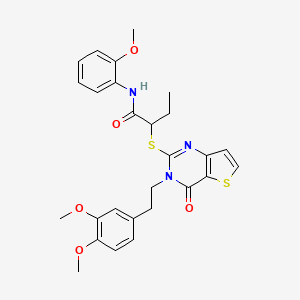 2-((3-(3,4-dimethoxyphenethyl)-4-oxo-3,4-dihydrothieno[3,2-d]pyrimidin-2-yl)thio)-N-(2-methoxyphenyl)butanamide