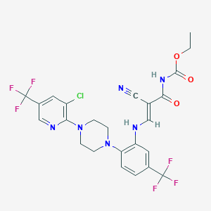 Ethyl N-(3-(2-(4-(3-chloro-5-(trifluoromethyl)-2-pyridinyl)piperazino)-5-(trifluoromethyl)anilino)-2-cyanoacryloyl)carbamate