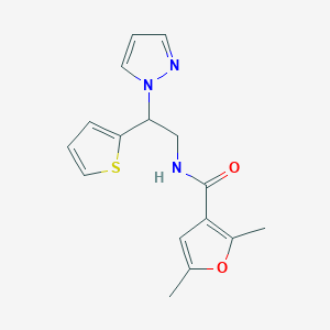 molecular formula C16H17N3O2S B2702754 N-(2-(1H-pyrazol-1-yl)-2-(thiophen-2-yl)ethyl)-2,5-dimethylfuran-3-carboxamide CAS No. 2034343-79-6