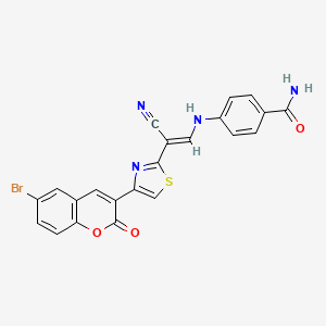 (E)-4-((2-(4-(6-bromo-2-oxo-2H-chromen-3-yl)thiazol-2-yl)-2-cyanovinyl)amino)benzamide