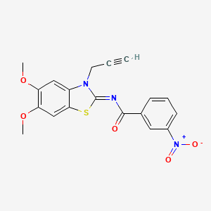 molecular formula C19H15N3O5S B2702759 N-[(2Z)-5,6-dimethoxy-3-(prop-2-yn-1-yl)-2,3-dihydro-1,3-benzothiazol-2-ylidene]-3-nitrobenzamide CAS No. 895447-83-3