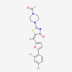 (E)-2-(4-acetylpiperazin-1-yl)-5-((5-(2,4-dichlorophenyl)furan-2-yl)methylene)thiazol-4(5H)-one