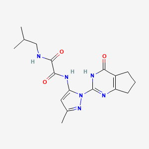 molecular formula C17H22N6O3 B2702787 N1-isobutyl-N2-(3-methyl-1-(4-oxo-4,5,6,7-tetrahydro-3H-cyclopenta[d]pyrimidin-2-yl)-1H-pyrazol-5-yl)oxalamide CAS No. 1014028-42-2