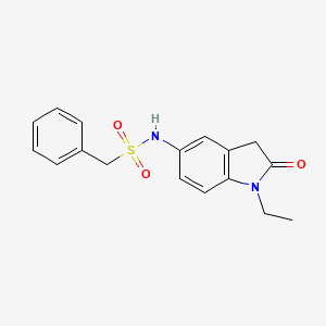 molecular formula C17H18N2O3S B2702792 N-(1-ethyl-2-oxoindolin-5-yl)-1-phenylmethanesulfonamide CAS No. 921787-13-5