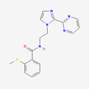 2-(methylthio)-N-(2-(2-(pyrimidin-2-yl)-1H-imidazol-1-yl)ethyl)benzamide