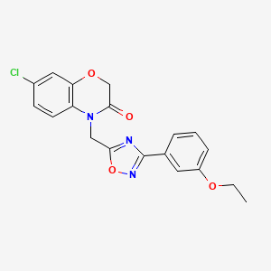 molecular formula C19H16ClN3O4 B2702827 7-chloro-4-{[3-(3-ethoxyphenyl)-1,2,4-oxadiazol-5-yl]methyl}-2H-1,4-benzoxazin-3(4H)-one CAS No. 1251546-16-3