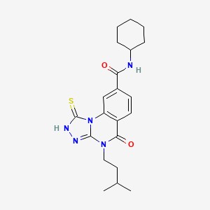 N-cyclohexyl-4-(3-methylbutyl)-5-oxo-1-thioxo-1,2,4,5-tetrahydro[1,2,4]triazolo[4,3-a]quinazoline-8-carboxamide