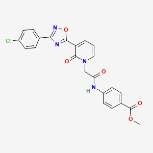 molecular formula C23H17ClN4O5 B2702829 methyl 4-({[3-[3-(4-chlorophenyl)-1,2,4-oxadiazol-5-yl]-2-oxopyridin-1(2H)-yl]acetyl}amino)benzoate CAS No. 1105214-99-0