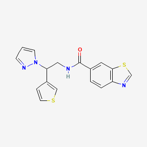 molecular formula C17H14N4OS2 B2702831 N-(2-(1H-pyrazol-1-yl)-2-(thiophen-3-yl)ethyl)benzo[d]thiazole-6-carboxamide CAS No. 2034595-69-0