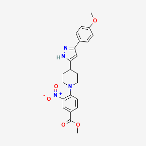 molecular formula C23H24N4O5 B2702853 methyl 4-{4-[5-(4-methoxyphenyl)-1H-pyrazol-3-yl]piperidin-1-yl}-3-nitrobenzoate CAS No. 1026093-45-7