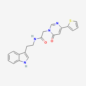 molecular formula C20H18N4O2S B2702915 N-(2-(1H-indol-3-yl)ethyl)-2-(6-oxo-4-(thiophen-2-yl)pyrimidin-1(6H)-yl)acetamide CAS No. 1251546-84-5