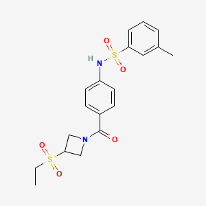 molecular formula C19H22N2O5S2 B2702953 N-(4-(3-(ethylsulfonyl)azetidine-1-carbonyl)phenyl)-3-methylbenzenesulfonamide CAS No. 2034303-73-4