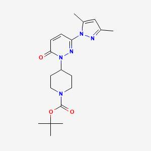 molecular formula C19H27N5O3 B2702971 tert-butyl 4-[3-(3,5-dimethyl-1H-pyrazol-1-yl)-6-oxo-1,6-dihydropyridazin-1-yl]piperidine-1-carboxylate CAS No. 2380034-66-0