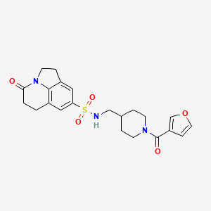 molecular formula C22H25N3O5S B2702992 N-((1-(furan-3-carbonyl)piperidin-4-yl)methyl)-4-oxo-2,4,5,6-tetrahydro-1H-pyrrolo[3,2,1-ij]quinoline-8-sulfonamide CAS No. 1797285-85-8