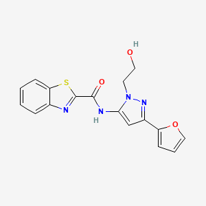 molecular formula C17H14N4O3S B2703011 N-(3-(furan-2-yl)-1-(2-hydroxyethyl)-1H-pyrazol-5-yl)benzo[d]thiazole-2-carboxamide CAS No. 1219902-87-0