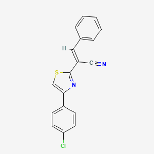 molecular formula C18H11ClN2S B2703027 (2E)-2-[4-(4-chlorophenyl)-1,3-thiazol-2-yl]-3-phenylprop-2-enenitrile CAS No. 919201-69-7