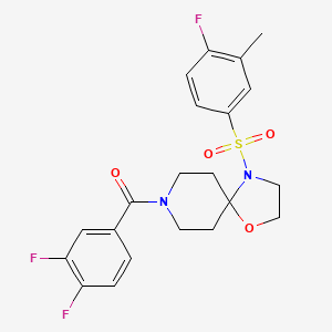 molecular formula C21H21F3N2O4S B2703036 8-(3,4-Difluorobenzoyl)-4-(4-fluoro-3-methylbenzenesulfonyl)-1-oxa-4,8-diazaspiro[4.5]decane CAS No. 946339-75-9