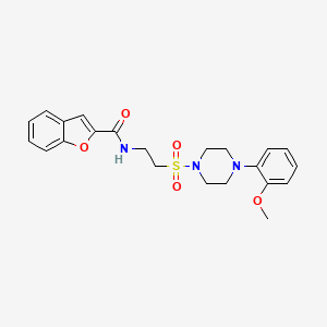 molecular formula C22H25N3O5S B2703063 N-(2-((4-(2-methoxyphenyl)piperazin-1-yl)sulfonyl)ethyl)benzofuran-2-carboxamide CAS No. 897611-50-6