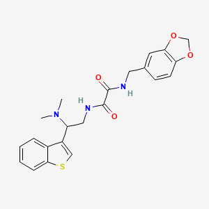 molecular formula C22H23N3O4S B2703078 N'-[(2H-1,3-benzodioxol-5-yl)methyl]-N-[2-(1-benzothiophen-3-yl)-2-(dimethylamino)ethyl]ethanediamide CAS No. 2034465-92-2
