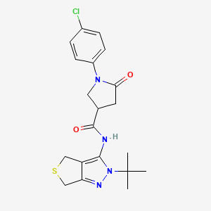 molecular formula C20H23ClN4O2S B2703132 N-(2-(tert-butyl)-4,6-dihydro-2H-thieno[3,4-c]pyrazol-3-yl)-1-(4-chlorophenyl)-5-oxopyrrolidine-3-carboxamide CAS No. 893929-31-2