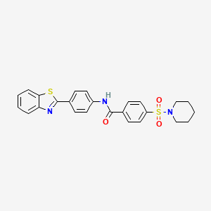 molecular formula C25H23N3O3S2 B2703139 N-[4-(1,3-BENZOTHIAZOL-2-YL)PHENYL]-4-(PIPERIDINE-1-SULFONYL)BENZAMIDE CAS No. 307509-18-8