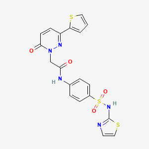 molecular formula C19H15N5O4S3 B2703154 2-(6-oxo-3-(thiophen-2-yl)pyridazin-1(6H)-yl)-N-(4-(N-(thiazol-2-yl)sulfamoyl)phenyl)acetamide CAS No. 1251560-82-3