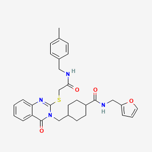 molecular formula C31H34N4O4S B2703172 N-[(furan-2-yl)methyl]-4-({2-[({[(4-methylphenyl)methyl]carbamoyl}methyl)sulfanyl]-4-oxo-3,4-dihydroquinazolin-3-yl}methyl)cyclohexane-1-carboxamide CAS No. 422292-90-8