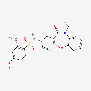 molecular formula C23H22N2O6S B2703182 N-(10-ethyl-11-oxo-10,11-dihydrodibenzo[b,f][1,4]oxazepin-2-yl)-2,4-dimethoxybenzenesulfonamide CAS No. 921920-11-8