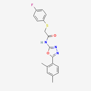 molecular formula C18H16FN3O2S B2703189 N-[5-(2,4-dimethylphenyl)-1,3,4-oxadiazol-2-yl]-2-[(4-fluorophenyl)sulfanyl]acetamide CAS No. 896019-14-0
