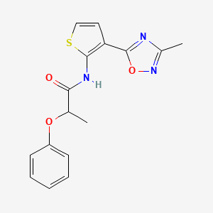 molecular formula C16H15N3O3S B2703198 N-[3-(3-methyl-1,2,4-oxadiazol-5-yl)thiophen-2-yl]-2-phenoxypropanamide CAS No. 2034473-17-9