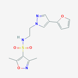 molecular formula C14H16N4O4S B2703200 N-(2-(4-(furan-2-yl)-1H-pyrazol-1-yl)ethyl)-3,5-dimethylisoxazole-4-sulfonamide CAS No. 2034551-66-9