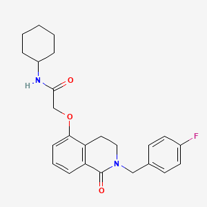 molecular formula C24H27FN2O3 B2703213 N-cyclohexyl-2-((2-(4-fluorobenzyl)-1-oxo-1,2,3,4-tetrahydroisoquinolin-5-yl)oxy)acetamide CAS No. 850905-88-3